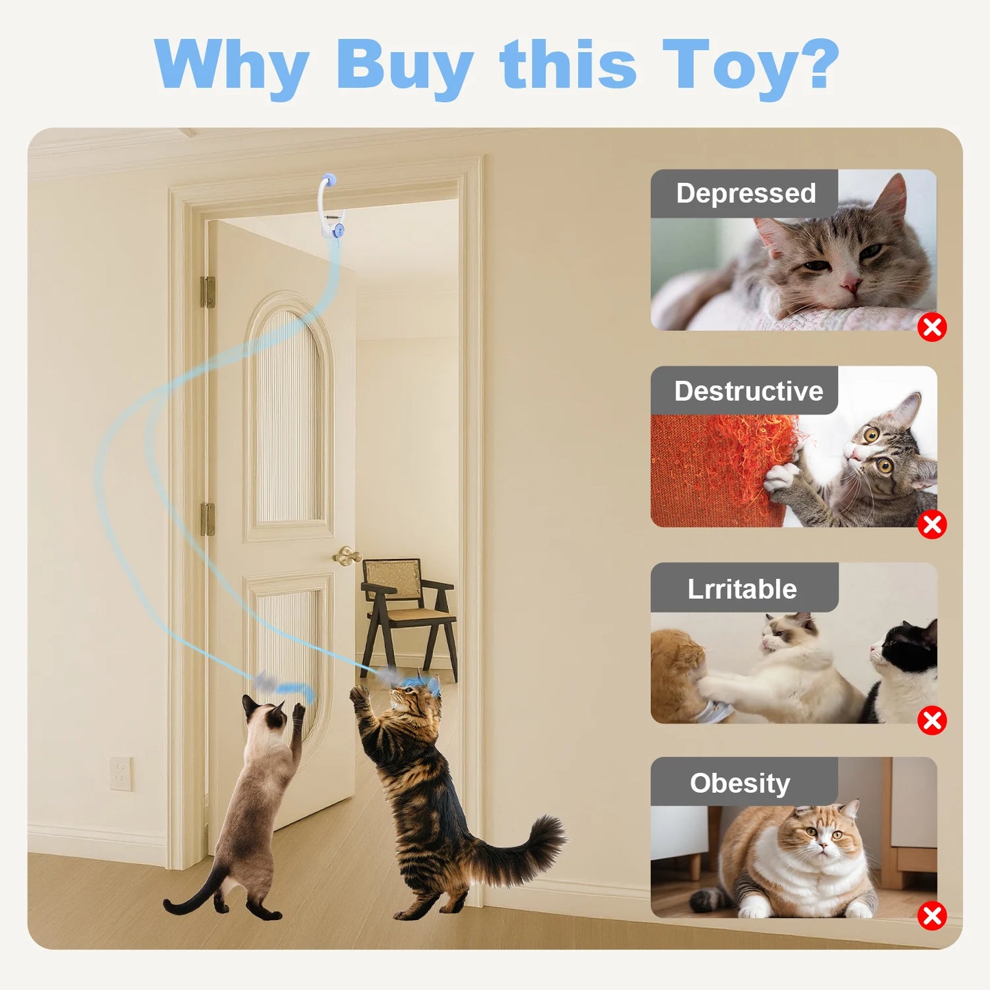 Electric Door Hanging Cat Toy USB Rechargeable