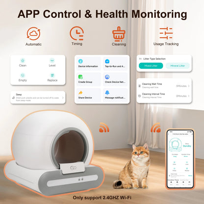 65L Self-Cleaning Cat Litter Box App Control