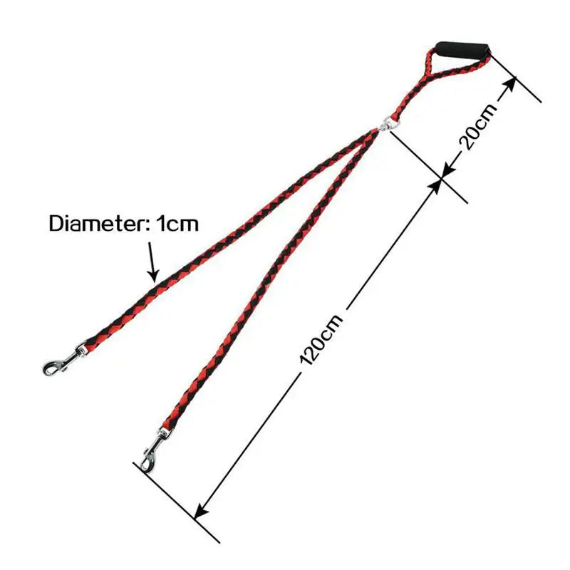 1.4m Pet Double Leash 2 Way Couplers Elastic Extended