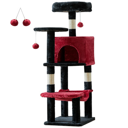44In Tall Multi-Cat Climbing Tower Natural Sisal Scratching Posts
