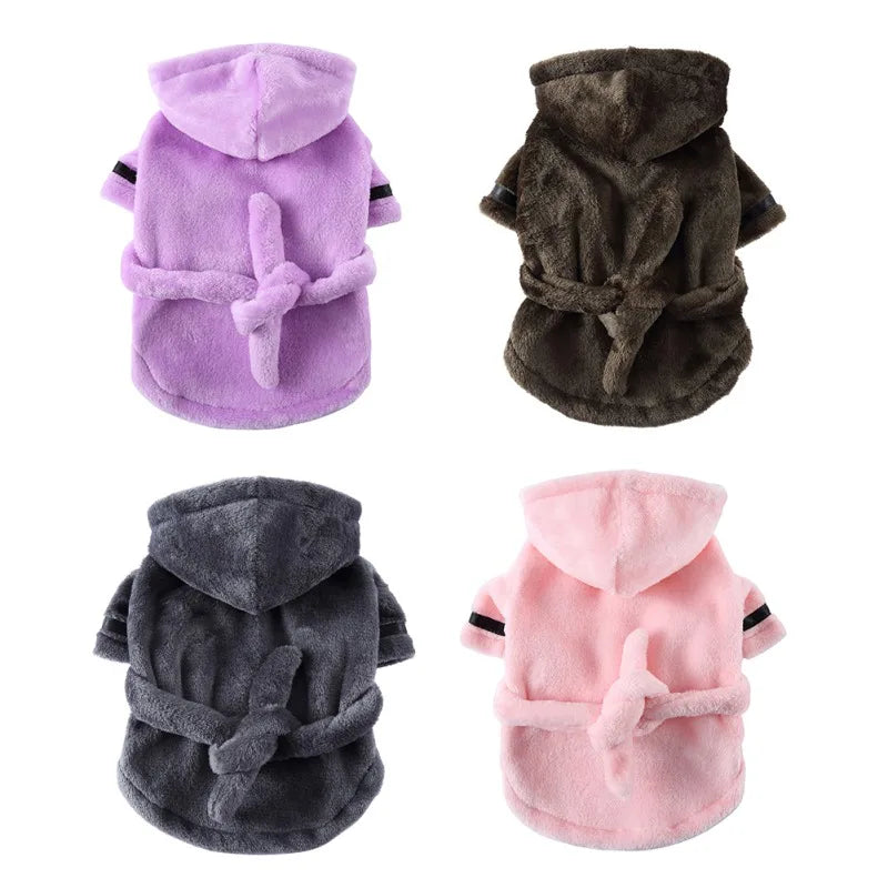 Pet Dog Bathrobe with Hood, Drying Towel