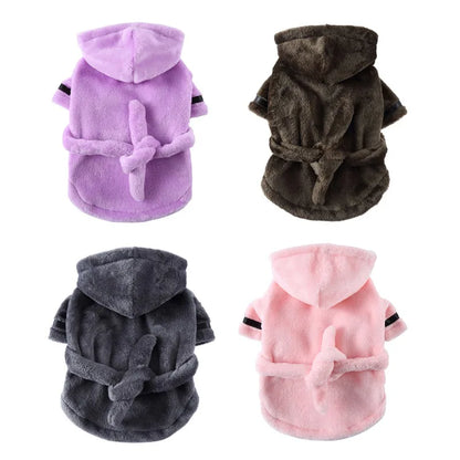 Pet Dog Bathrobe with Hood, Drying Towel