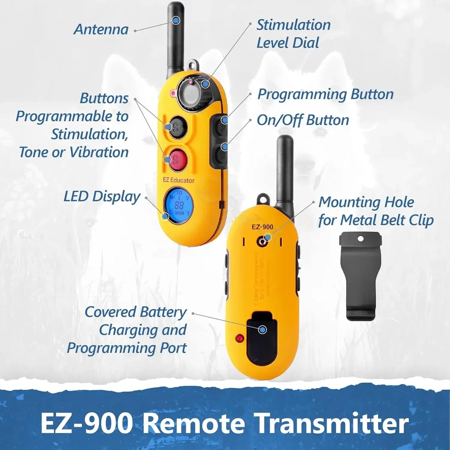 EZ-900 E Collar for Dog Training with Remote - 1/2 Mile Range Waterproof