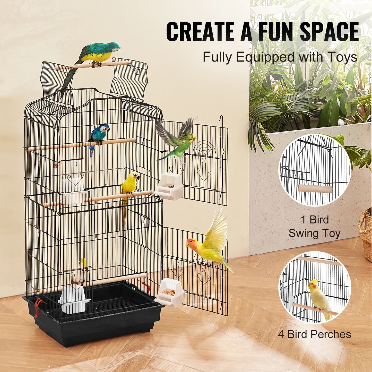 Open Top Large Parrot Bird Cage