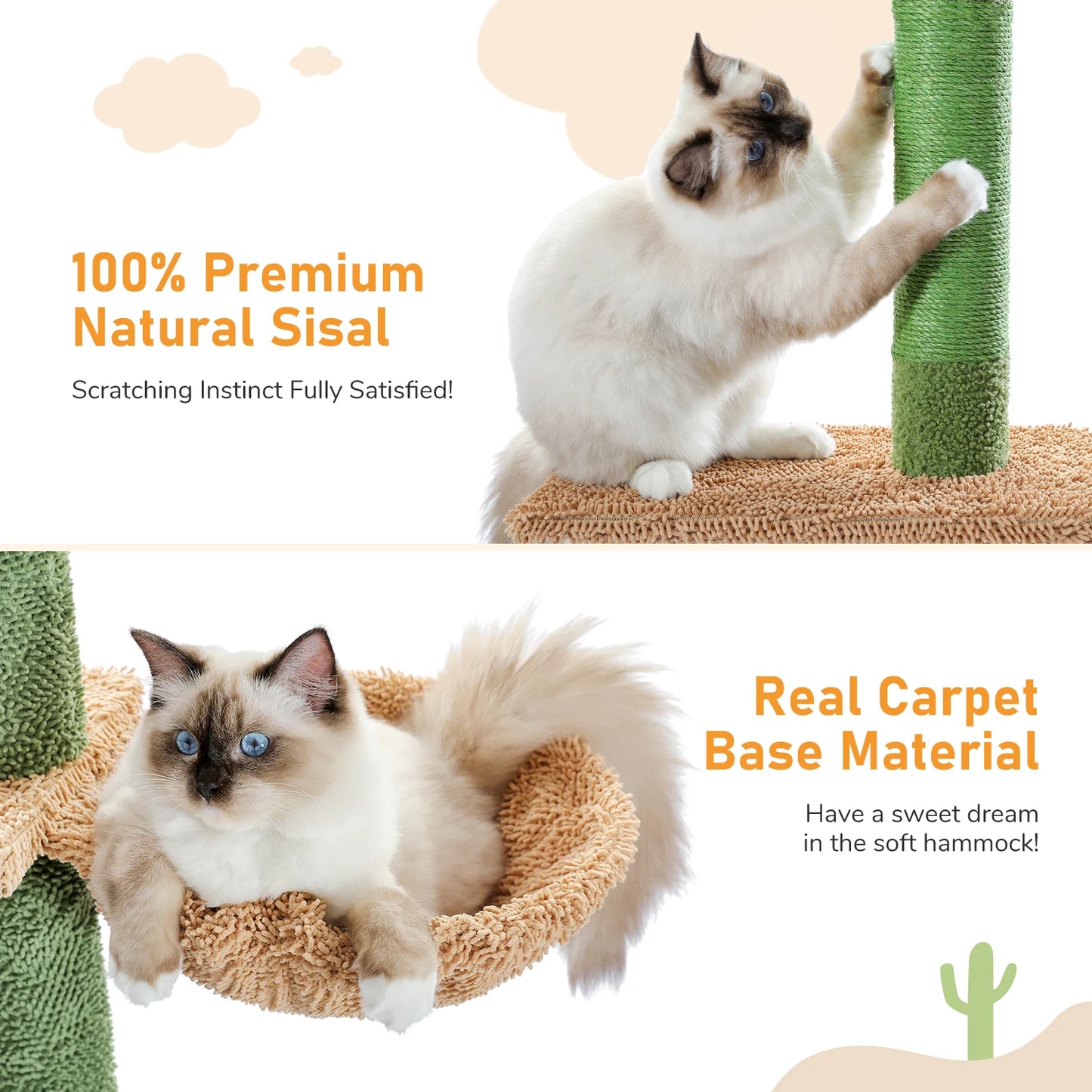Cat Tree 5-Tier Floor to Ceiling Cactus