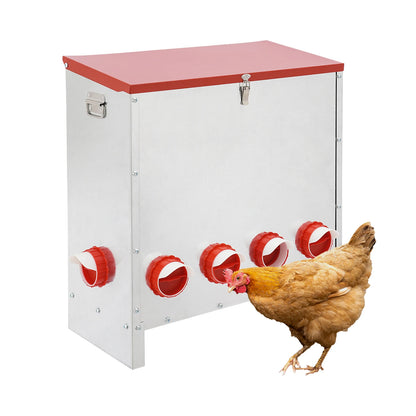 10 Ports Galvanized Metal Chicken Feeder 66.14LBS