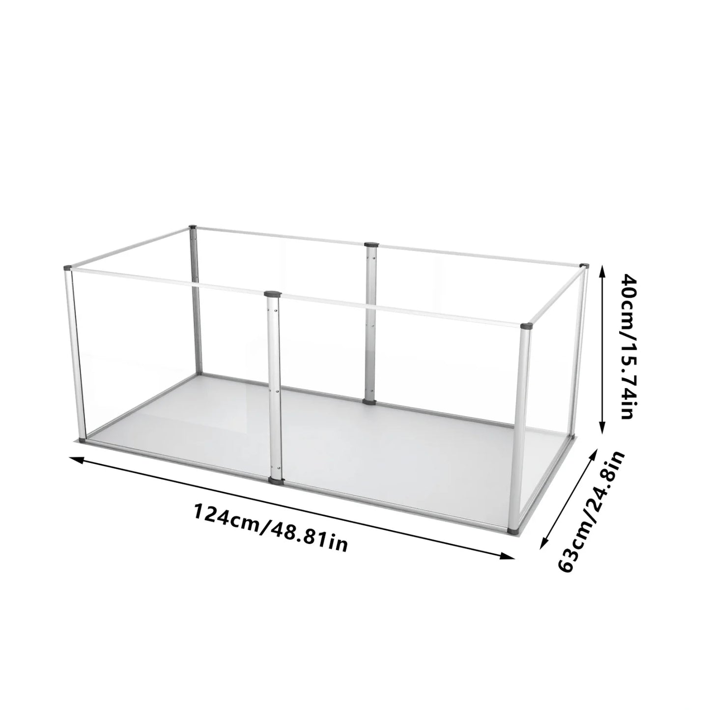 124cm Clear Acrylic Indoor 6 Panels Pet Enclosure w/ Waterproof Floor Pad