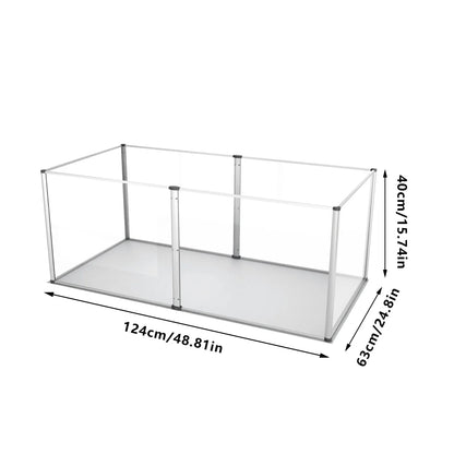 124cm Clear Acrylic Indoor 6 Panels Pet Enclosure w/ Waterproof Floor Pad