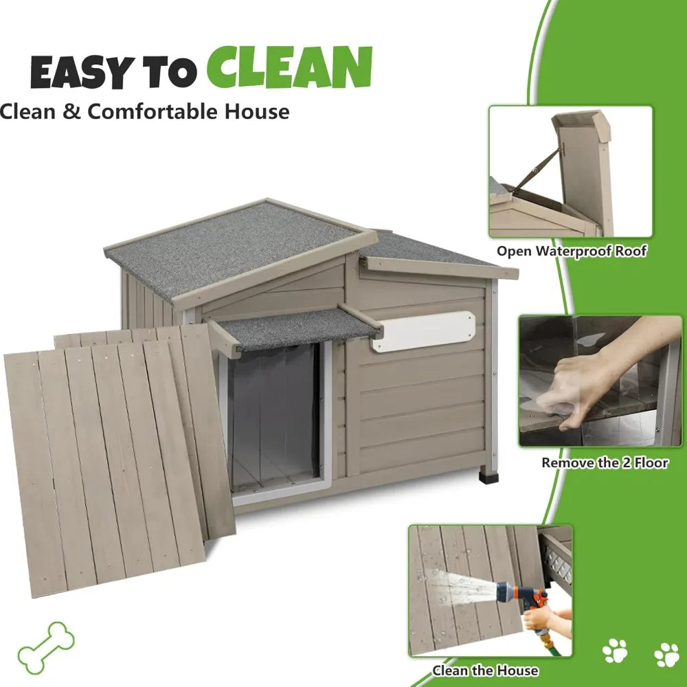 Large Outdoor Wooden Weatherproof House with Adjustable Vent