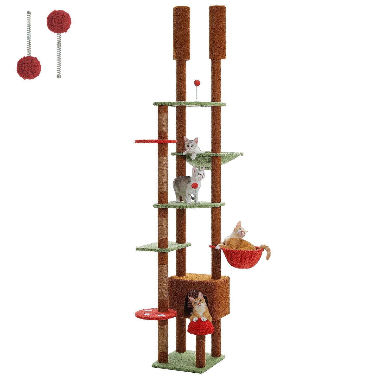 Cat Tree Floor to Ceiling Adjustable Height with Cat Condo
