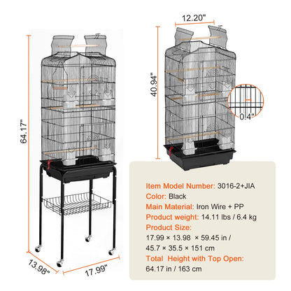 Open Top Large Parrot Bird Cage