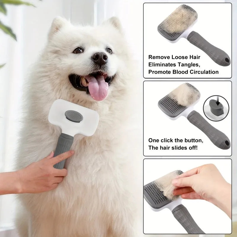 Dual-Use  Grooming Brush 20×10×5.5cm, Self-Cleaning Slicker Comb