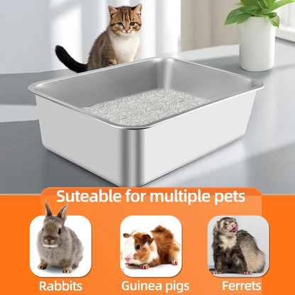 Stainless Steel Cat Litter Box (15.6x11.6x3.9 in)