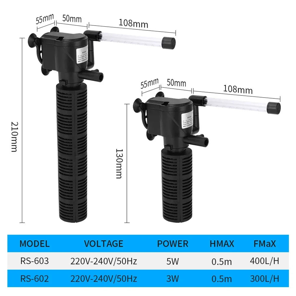 3 in 1 Silent Aeration Water Purifier Internal Pump