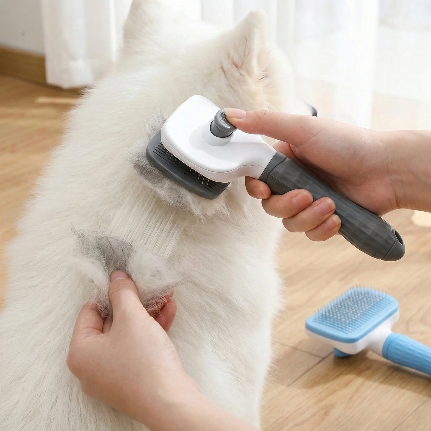 Dual-Use  Grooming Brush 20×10×5.5cm, Self-Cleaning Slicker Comb
