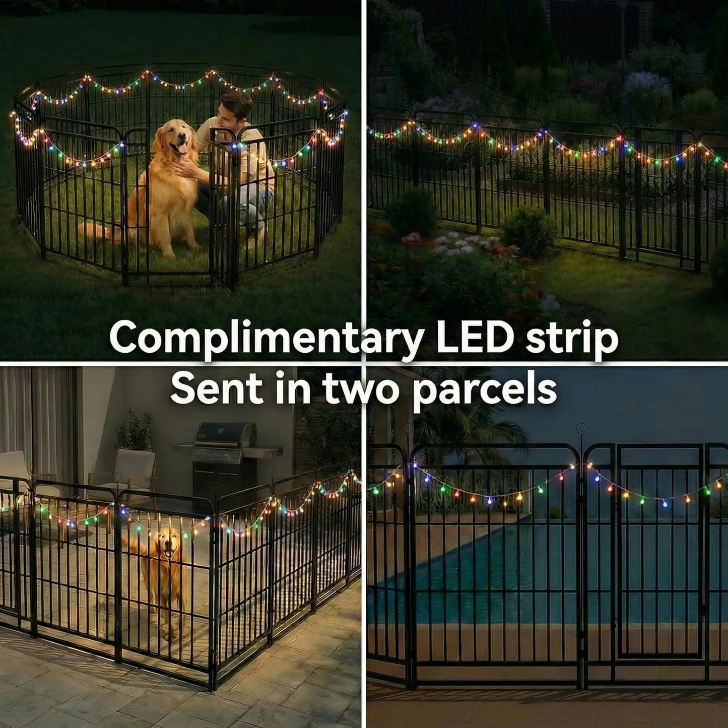 16 Panels 40'' Rustproof Metal Dog Fence
