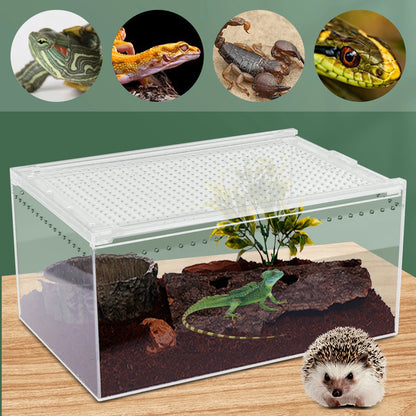 Acrylic Reptile Terrarium 12x8x6" Stackable with Magnetic Lock