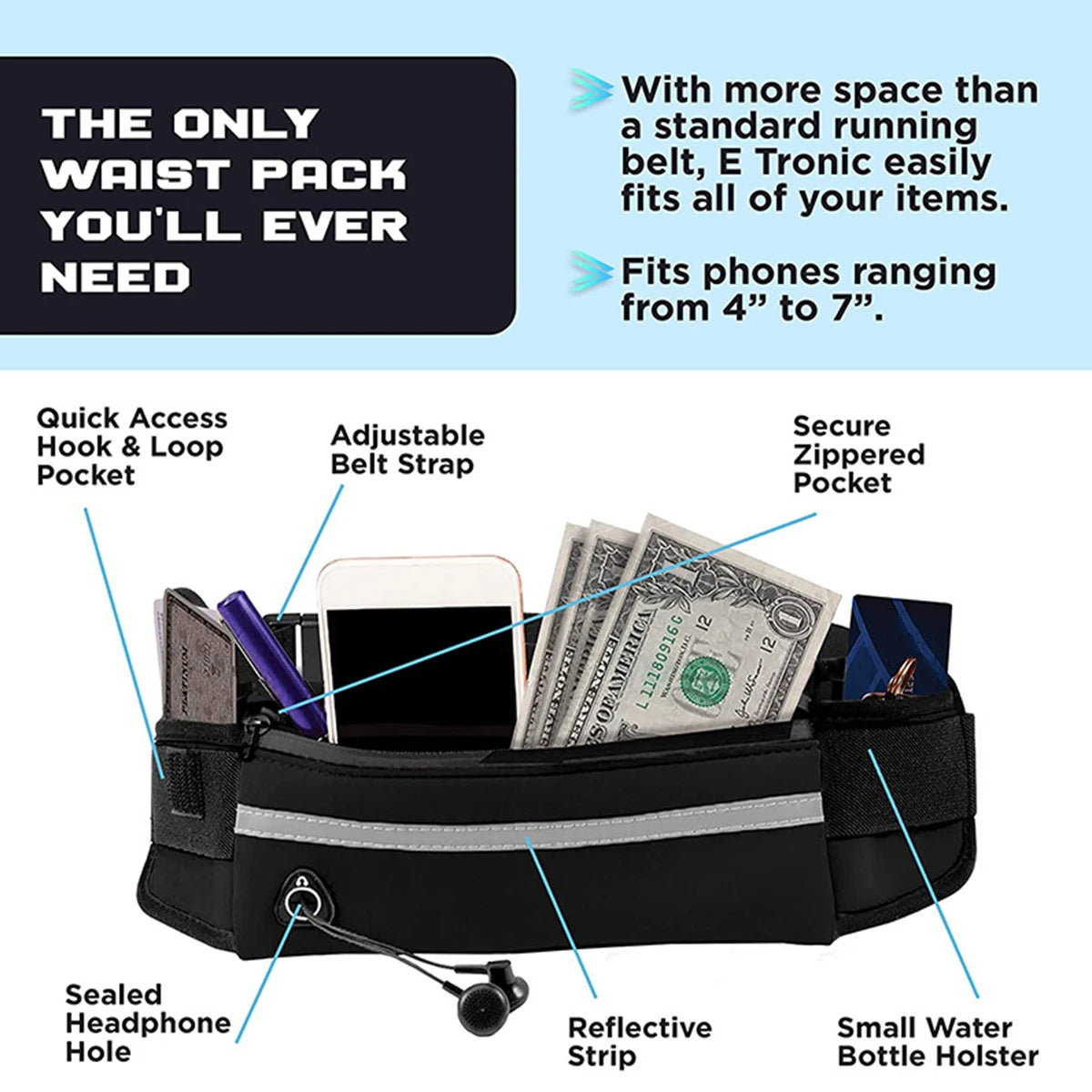 Hands Free Reflective Leash with Waist Bag