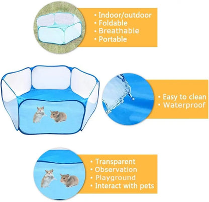 Foldable Transparent Exercise Fence Indoor Outdoor Small Animal