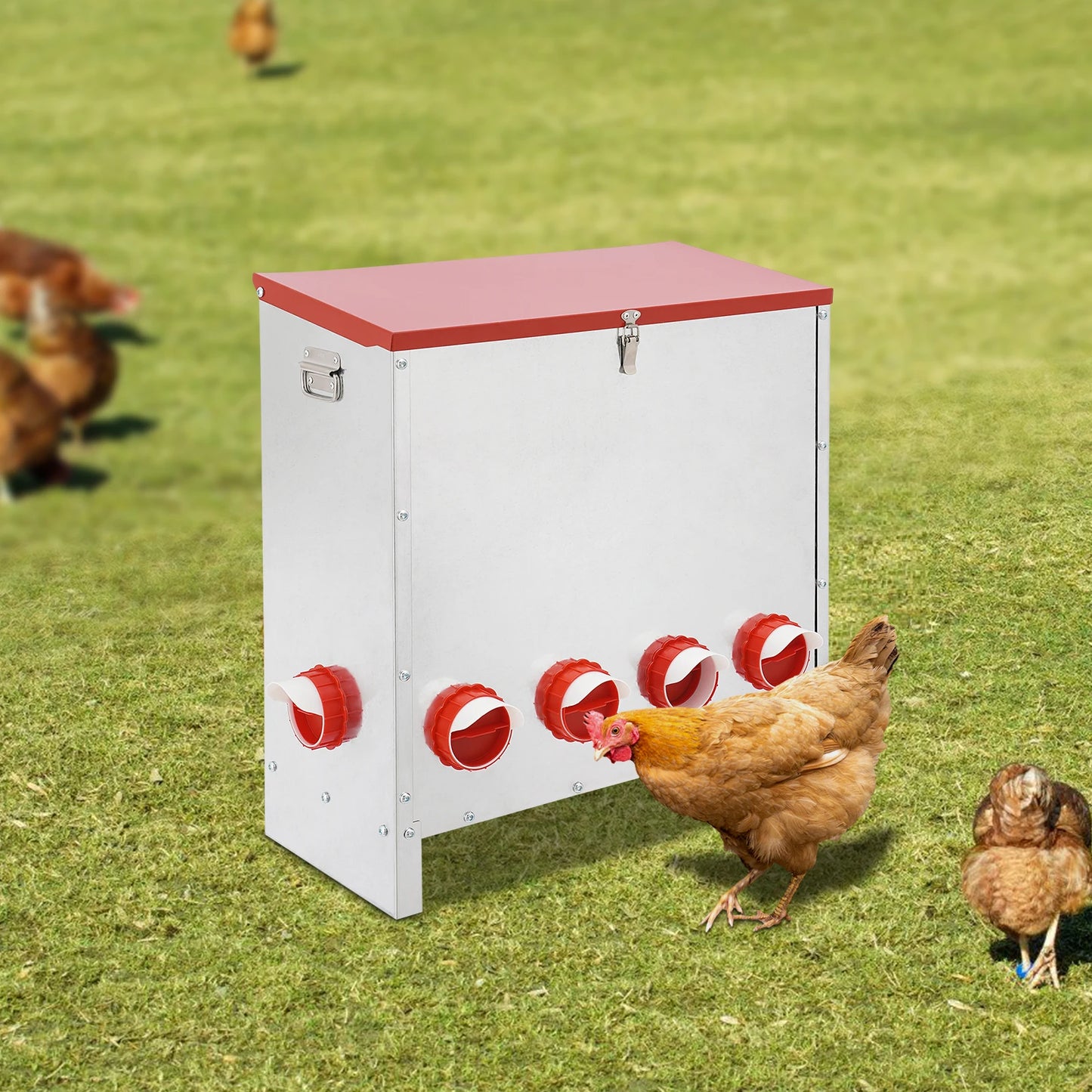 10 Ports Galvanized Metal Chicken Feeder 66.14LBS