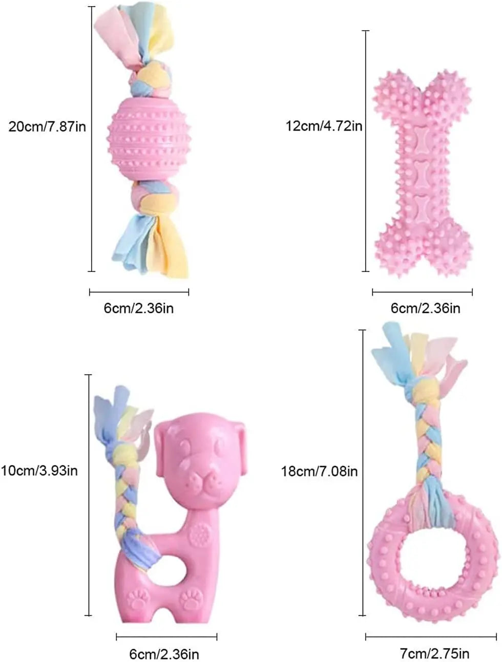 TPR Dog Chew Toys, Assorted Squeaky Chew Bones for Aggressive Chewers, Durable Teeth Cleanin, Interactive Puppy Teething toy