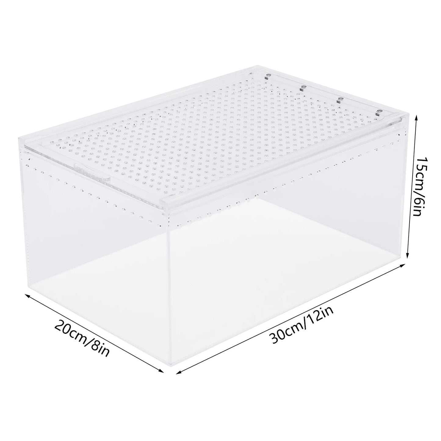 Acrylic Reptile Terrarium 12x8x6" Stackable with Magnetic Lock