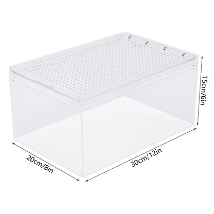 Acrylic Reptile Terrarium 12x8x6" Stackable with Magnetic Lock