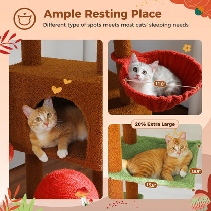 Cat Tree Floor to Ceiling Adjustable Height with Cat Condo
