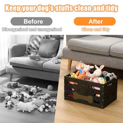 Large Wood Dog Toy Bin Storage
