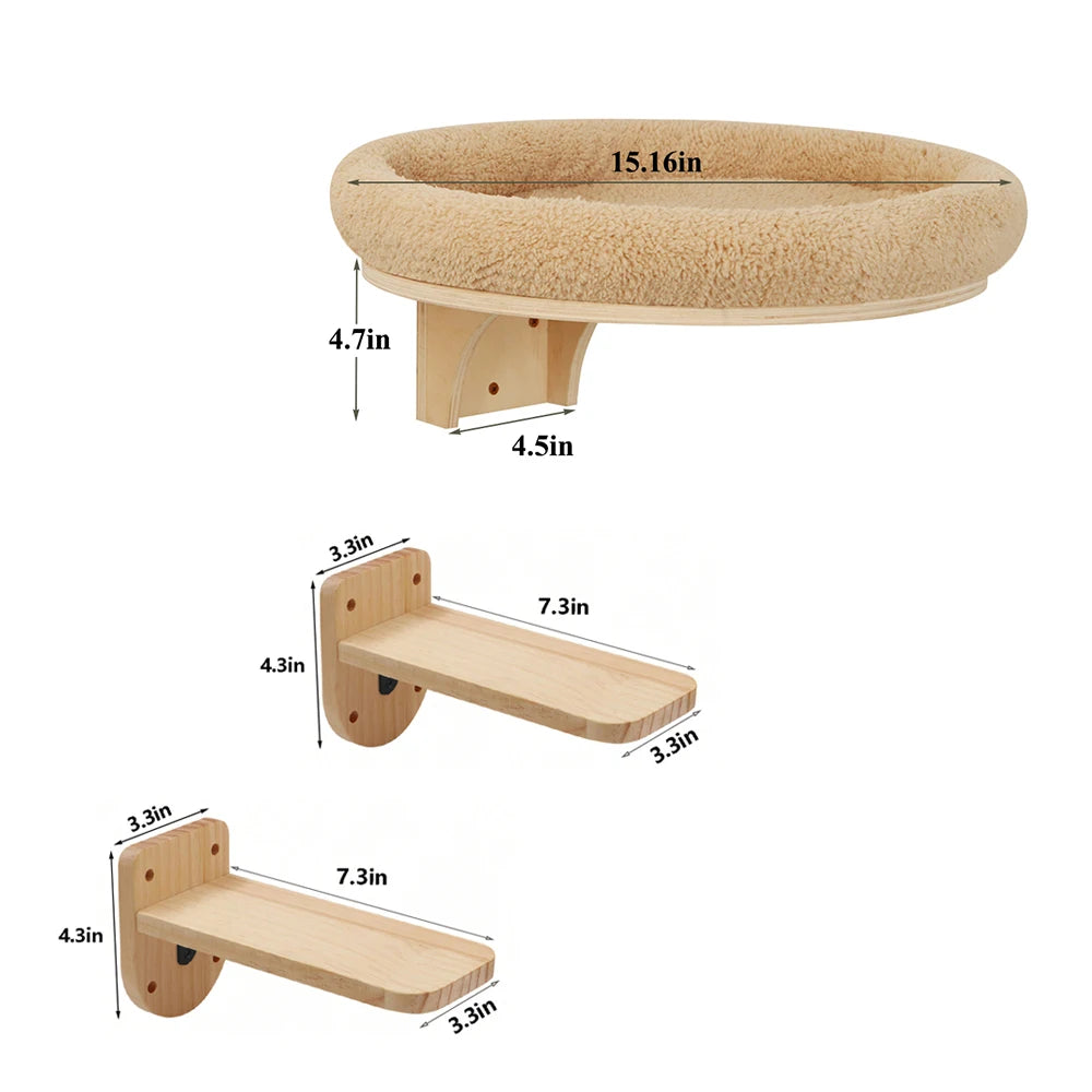 Wall Mounted Solid Wooden Furniture For Climbing