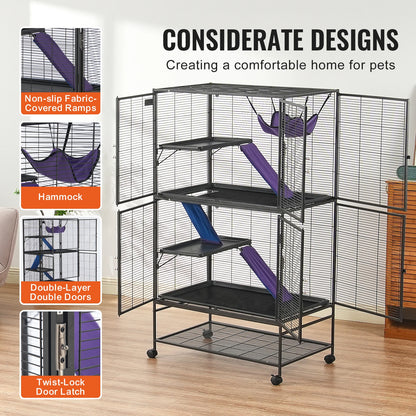 64.6" Rolling Metal  Cage Large 4-Tier
