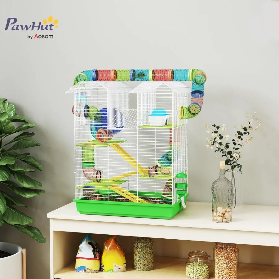 18.5" 5 Tier with Tubes and Tunnels with Water Bottle Food Dish Exercise Wheel