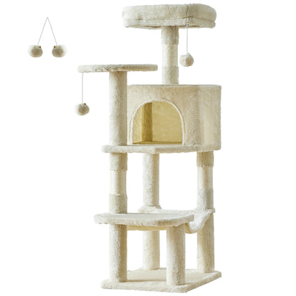 44In Tall Multi-Cat Climbing Tower Natural Sisal Scratching Posts