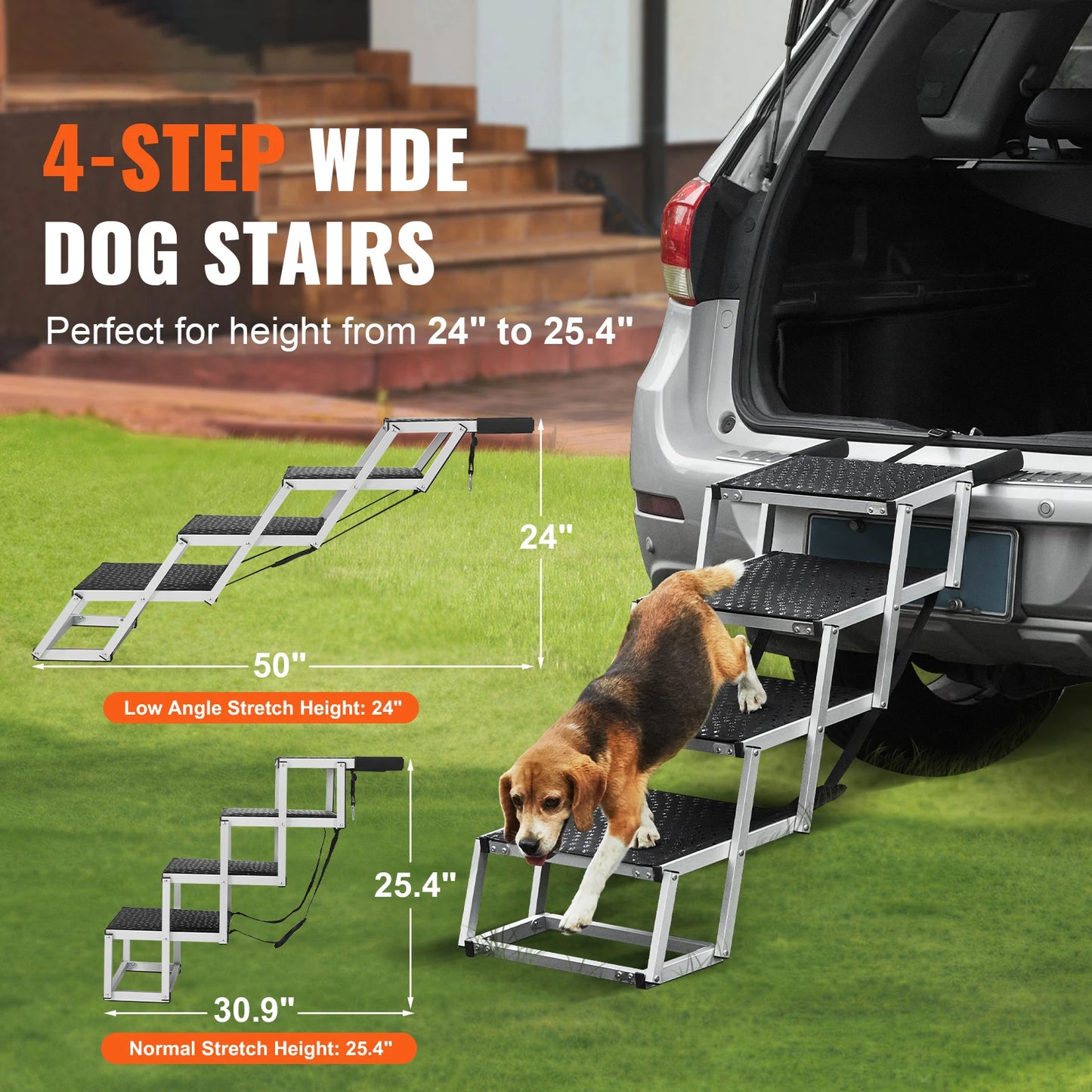 Wide Dog Stair for Cars Folding Portable Lightweight