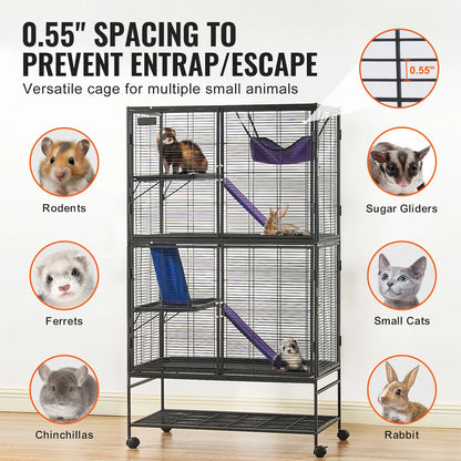 64.6" Rolling Metal  Cage Large 4-Tier