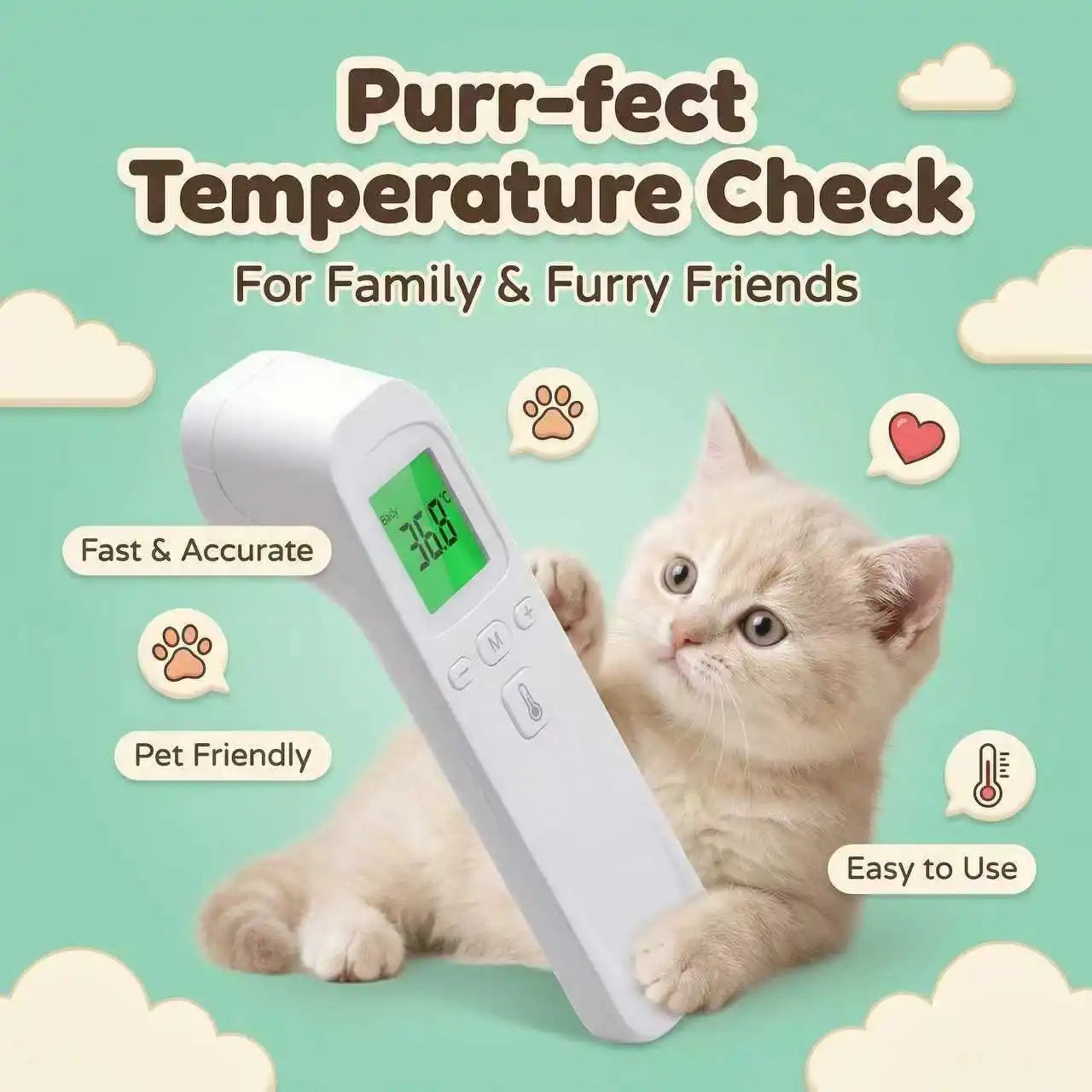 2-in-1 Accuracy Thermometer Portable Display Reading