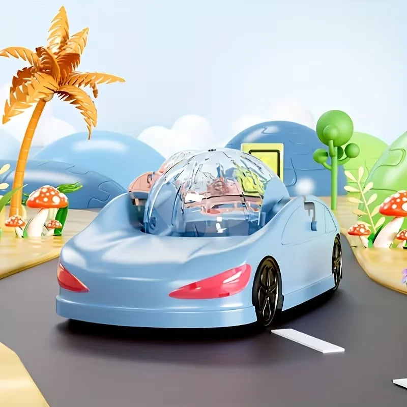 A super sized pet sports car toy with rolling balls
