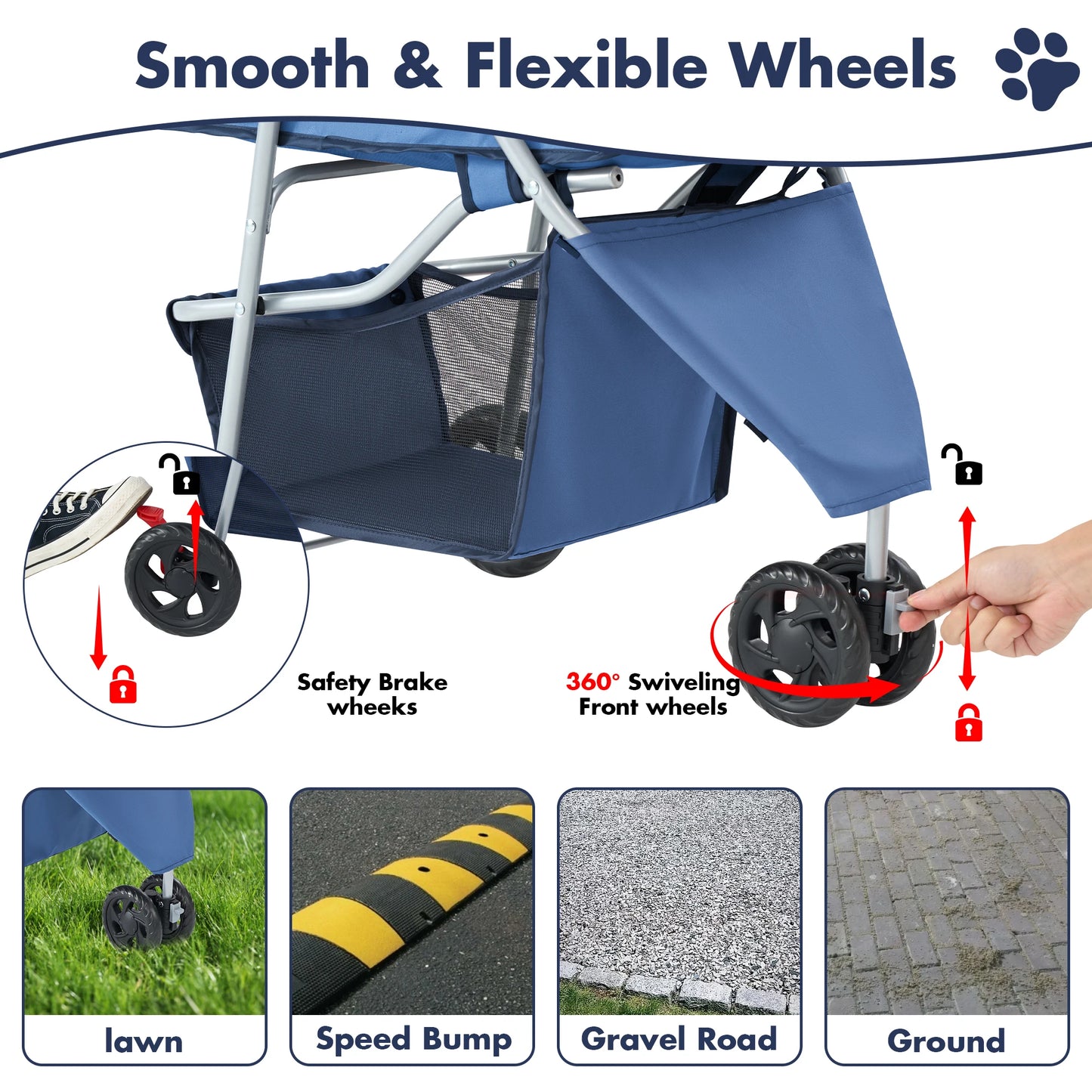 3 Wheels Foldable Pet Stroller