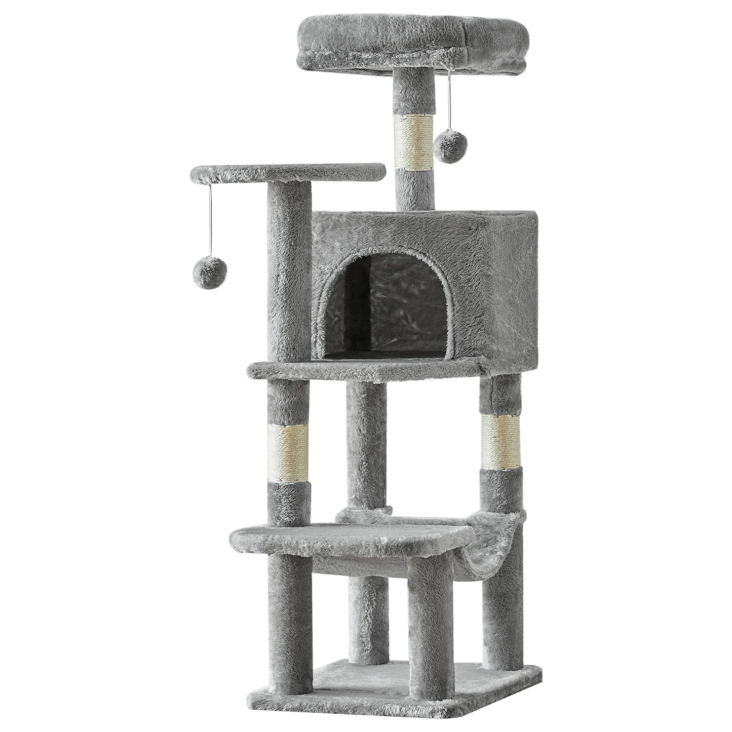 44In Tall Multi-Cat Climbing Tower Natural Sisal Scratching Posts