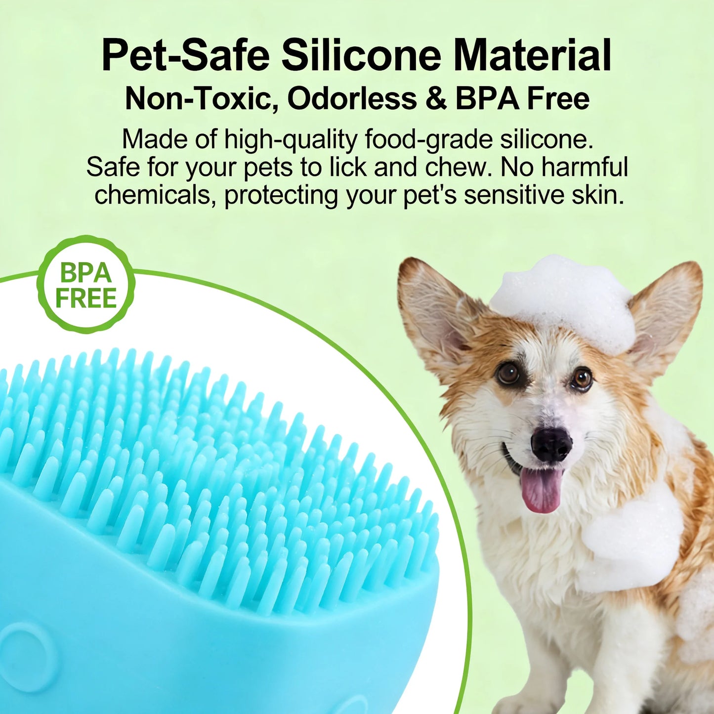 2-In-1 Pet Bath & Massage Brush With Shampoo Storage