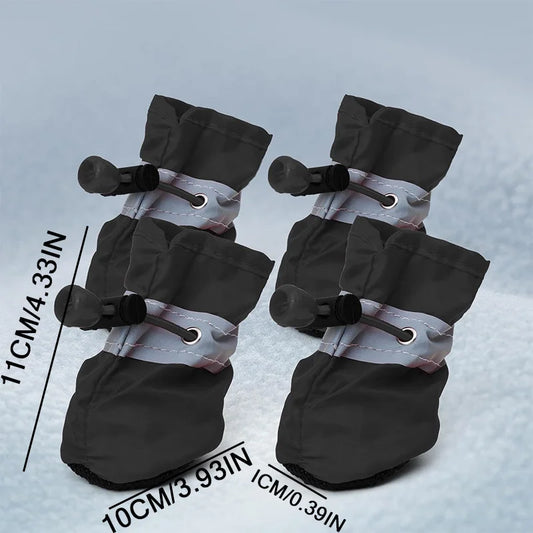 4Pcs Boots Waterproof Non-slip Sole with Reflective Strip