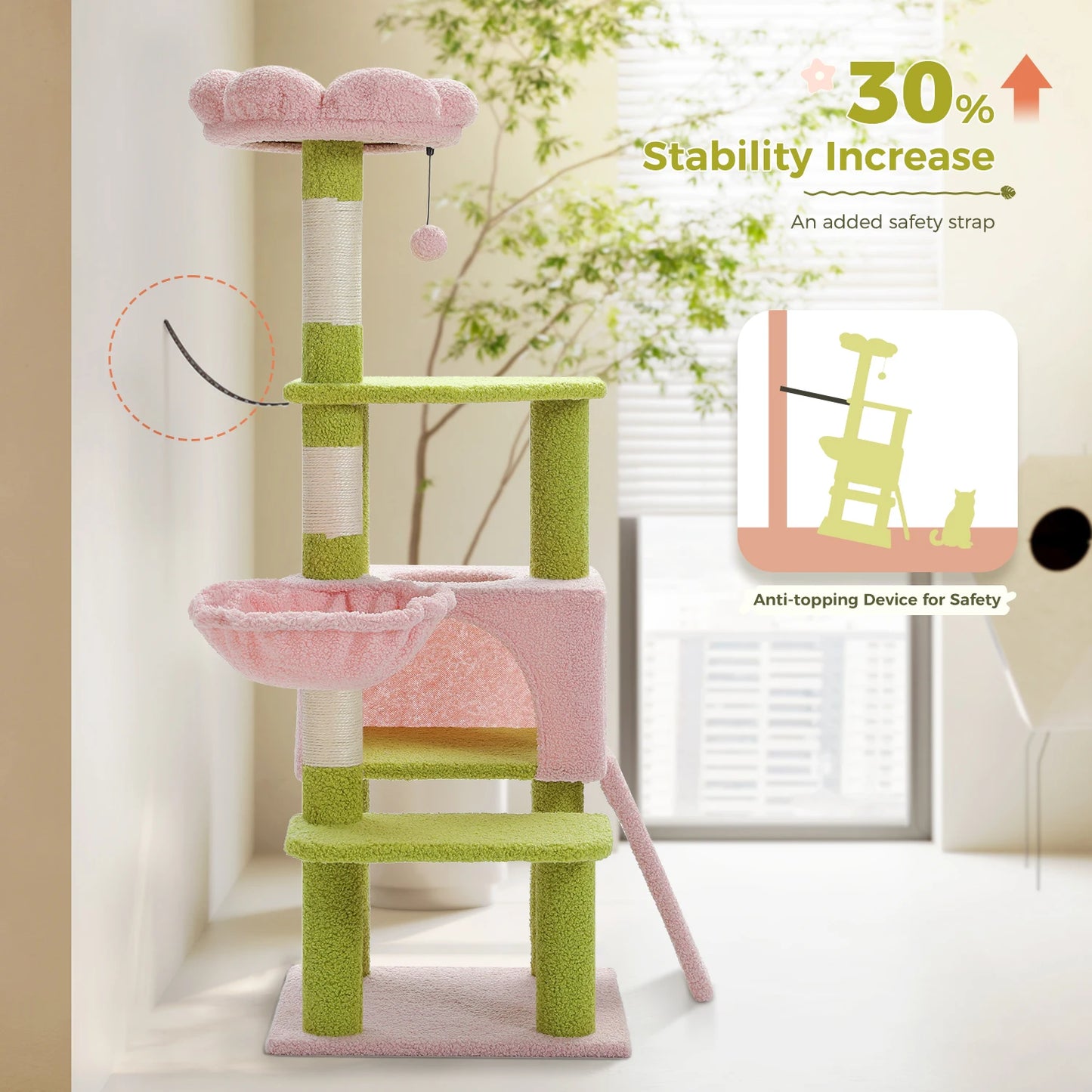Flower Cat Tree Multi-Level Tower with Sisal