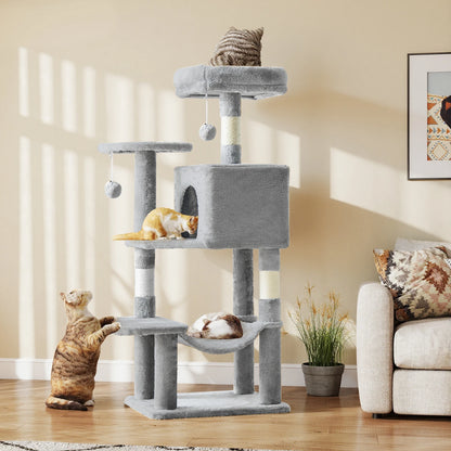 44In Tall Multi-Cat Climbing Tower Natural Sisal Scratching Posts