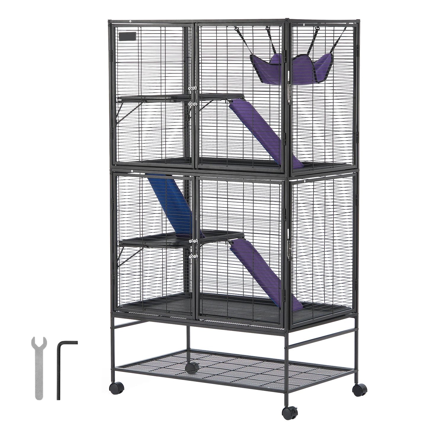 64.6" Rolling Metal  Cage Large 4-Tier