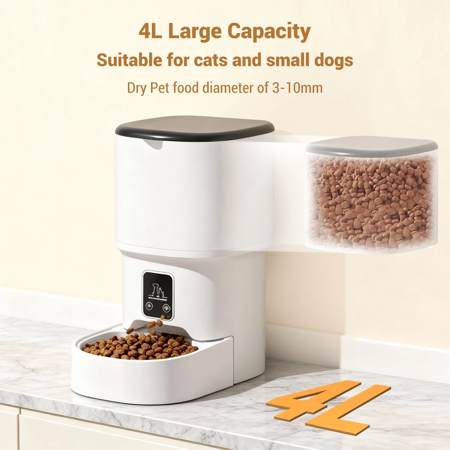 Programmable 4L Automatic Pet Feeder Up to 6 Meals Daily