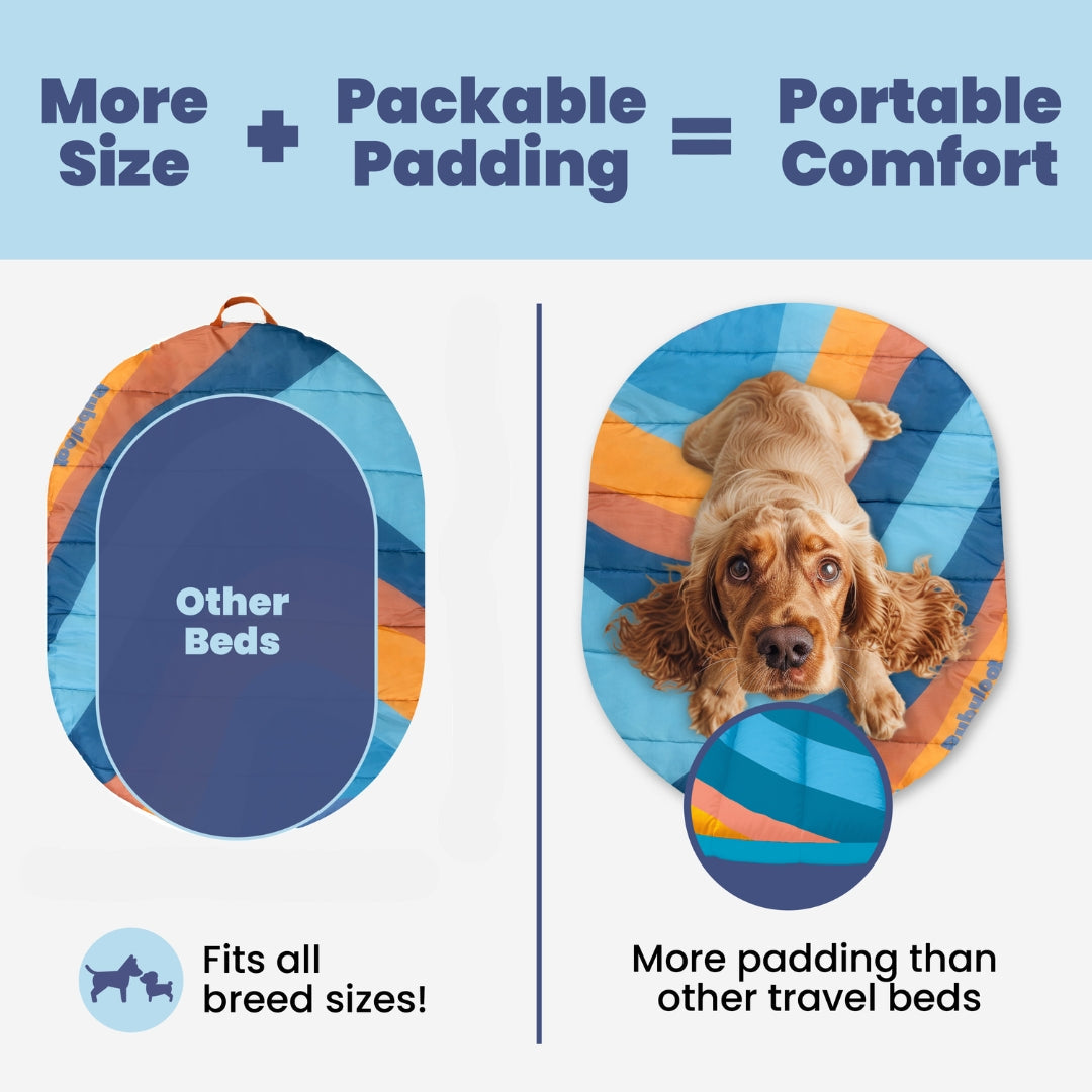 Travel Dog Bed - Foldable & Packable for Travel, Road Trip, Camping Rubyloo