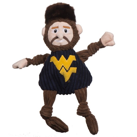 Plush toy resembling a bearded figure with a 'W' logo on a white background