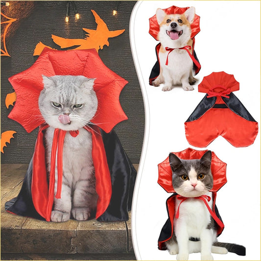 Black and red vampire cloak Halloween costume for small dogs and cats