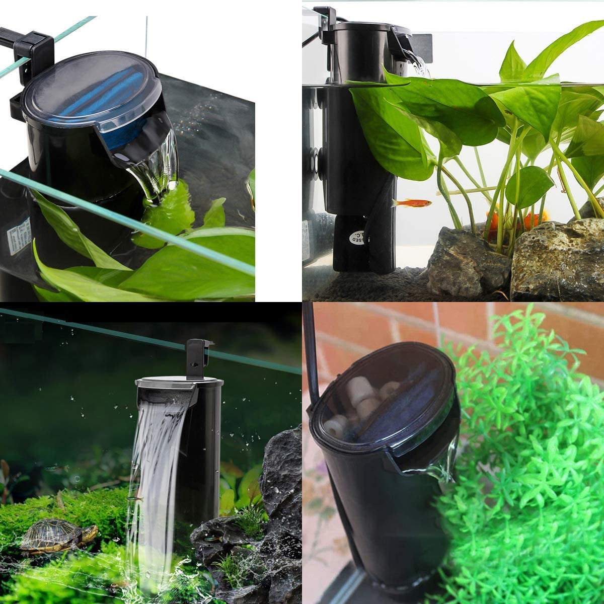 Aquarium Hang-On Waterfall Filter with Dual Biochemical Filtration – 400L/H for Turtle, Fish & Amphibian Tanks up to 20 Gallons MJ's Pet Closet