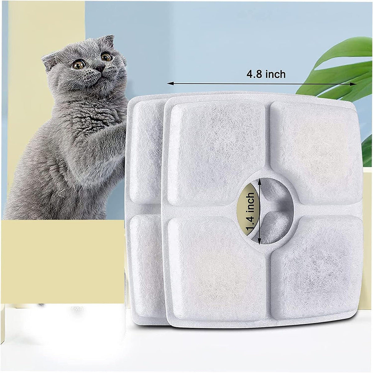 Cat Water Fountain Replacement Filters – 10-Pack with Triple Filtration for 84oz/2.5L Square Pet Fountains MJ's Pet Closet